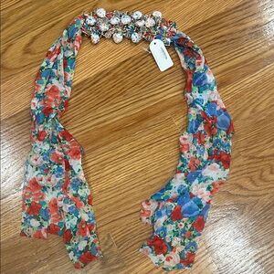 Icon collection Floral Scarf choker necklace with Beaded Accent new w tags